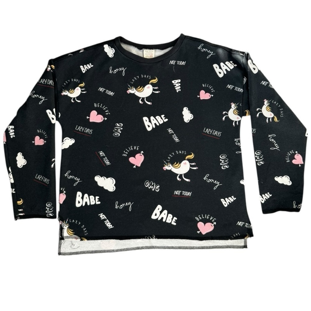 Zara Kids Black Graphic Long Sleeve Sweatshirt 11/12